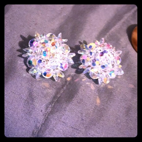 Vintage Austrian Crystal Clip-on Earrings - Picture 4 of 5